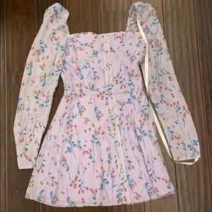 Lilac Floral Button Front Mini Dress
